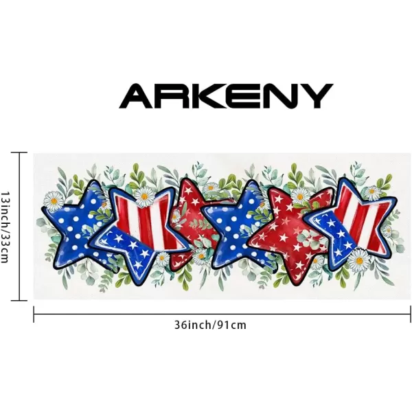 ARKENY 4th of July Memorial Day Placemats 12x18 Inches Set of 4 Star Eucalyptus Leaves American Flag Holiday Farmhouse Burlap Indoor Patriotic Independence Table Mats Decor for Home AP6144Offwhite