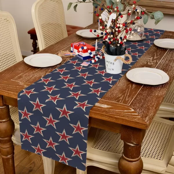 ARKENY 4th of July Memorial Day Placemats 12x18 Inches Set of 4 Star Holiday Farmhouse Blue Burlap Indoor Kitchen Dining Patriotic Independence Table Mats Decor for Home Party AP6194Blue