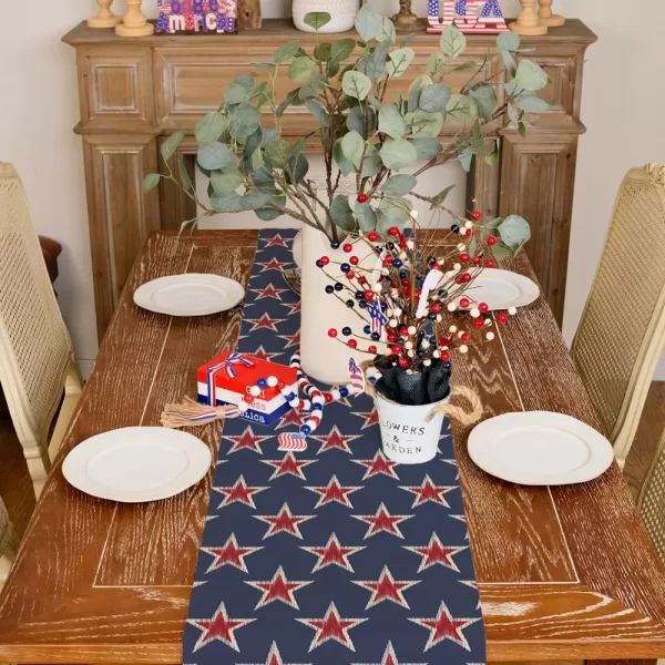 ARKENY 4th of July Memorial Day Placemats 12x18 Inches Set of 4 Star Holiday Farmhouse Blue Burlap Indoor Kitchen Dining Patriotic Independence Table Mats Decor for Home Party AP6194Blue