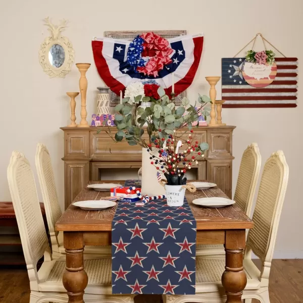 ARKENY 4th of July Memorial Day Placemats 12x18 Inches Set of 4 Star Holiday Farmhouse Blue Burlap Indoor Kitchen Dining Patriotic Independence Table Mats Decor for Home Party AP6194Blue