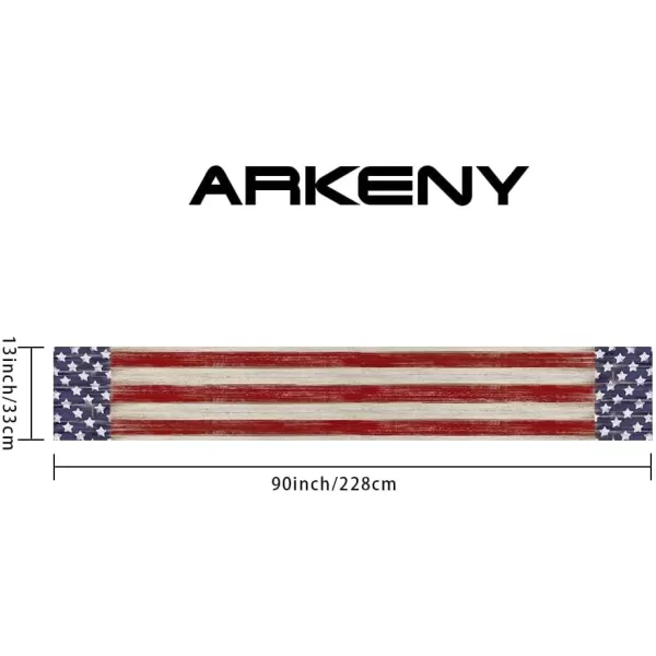 ARKENY 4th of July Memorial Day Table Runner 13x120 Inches Star American Flag Holiday Farmhouse Stripe Burlap Indoor Kitchen Dining Patriotic Independence Table Decorations for Home Party AT220120Red