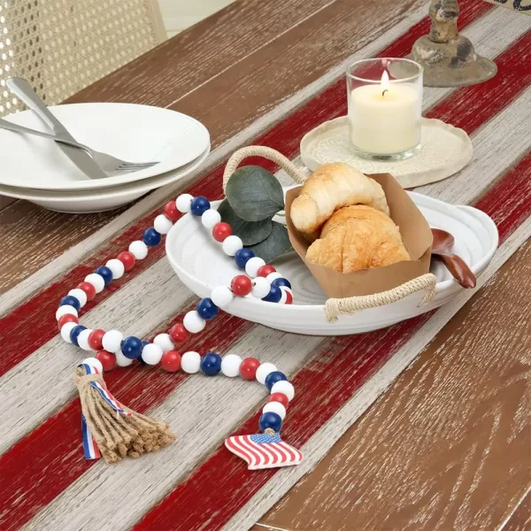 ARKENY 4th of July Memorial Day Table Runner 13x120 Inches Star American Flag Holiday Farmhouse Stripe Burlap Indoor Kitchen Dining Patriotic Independence Table Decorations for Home Party AT220120Blue