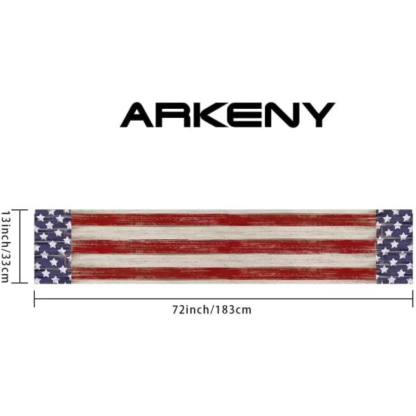 ARKENY 4th of July Memorial Day Table Runner 13x120 Inches Star American Flag Holiday Farmhouse Stripe Burlap Indoor Kitchen Dining Patriotic Independence Table Decorations for Home Party AT220120Red