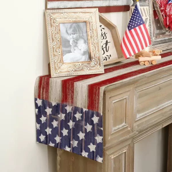 ARKENY 4th of July Memorial Day Table Runner 13x120 Inches Star American Flag Holiday Farmhouse Stripe Burlap Indoor Kitchen Dining Patriotic Independence Table Decorations for Home Party AT220120Red