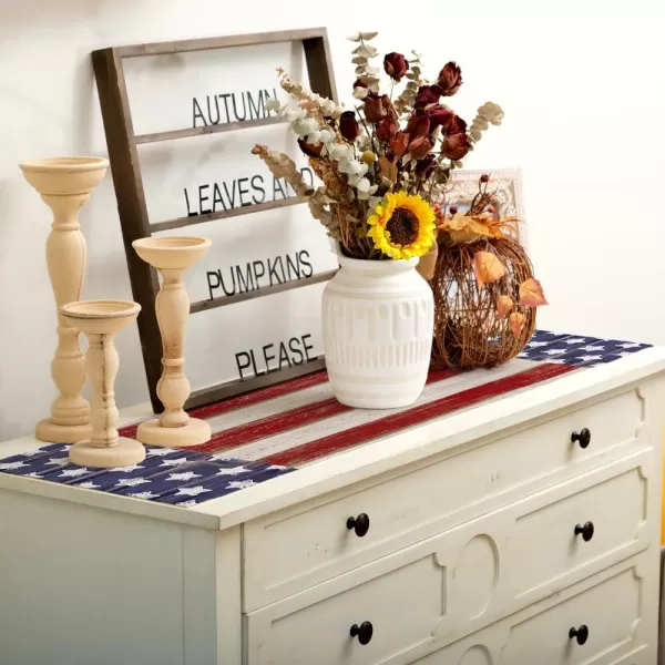 ARKENY 4th of July Memorial Day Table Runner 13x120 Inches Star American Flag Holiday Farmhouse Stripe Burlap Indoor Kitchen Dining Patriotic Independence Table Decorations for Home Party AT220120Red