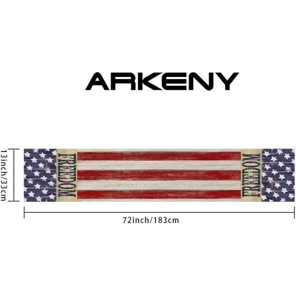 ARKENY 4th of July Memorial Day Table Runner 13x120 Inches Star American Flag Holiday Farmhouse Stripe Burlap Indoor Kitchen Dining Patriotic Independence Table Decorations for Home Party AT220120Blue