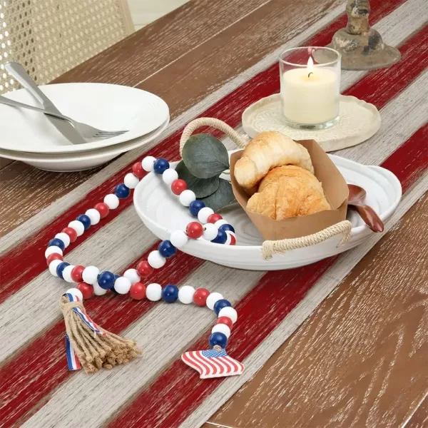 ARKENY 4th of July Memorial Day Table Runner 13x120 Inches Star American Flag Holiday Farmhouse Stripe Burlap Indoor Kitchen Dining Patriotic Independence Table Decorations for Home Party AT220120Red