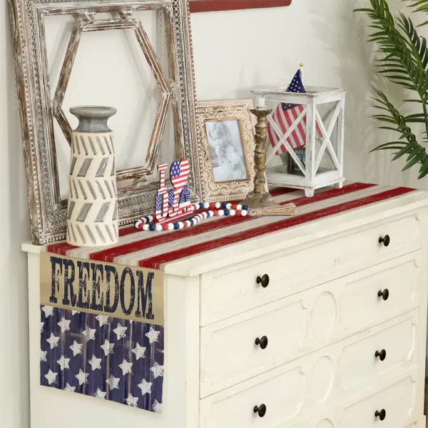 ARKENY 4th of July Memorial Day Table Runner 13x120 Inches Star American Flag Holiday Farmhouse Stripe Burlap Indoor Kitchen Dining Patriotic Independence Table Decorations for Home Party AT220120Blue