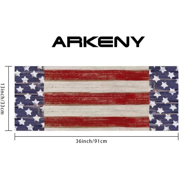 ARKENY 4th of July Memorial Day Table Runner 13x120 Inches Star American Flag Holiday Farmhouse Stripe Burlap Indoor Kitchen Dining Patriotic Independence Table Decorations for Home Party AT220120Red