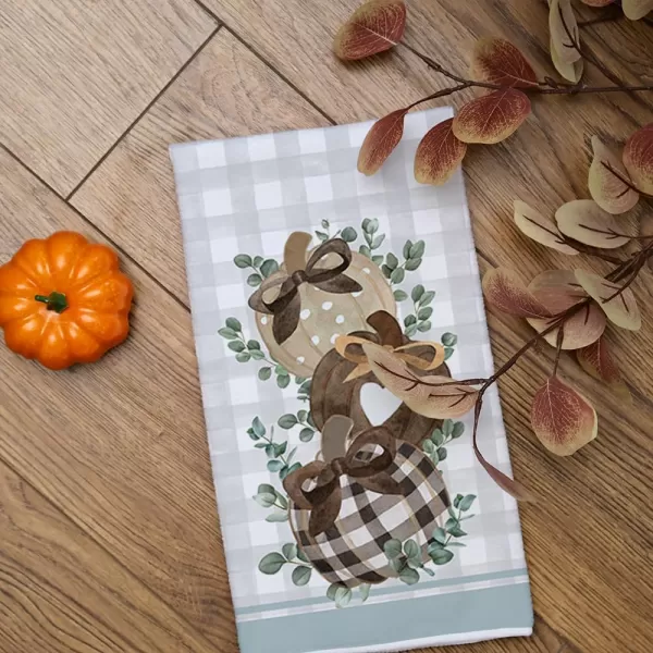 ARKENY Fall Kitchen Towels Set of 2Orange Pumpkin Eucalyptus Leaves Autumn Dish Towels 18x26 Inch Drying DishclothFarmhouse Home Decoration AD119Blue 2 Farmhouse