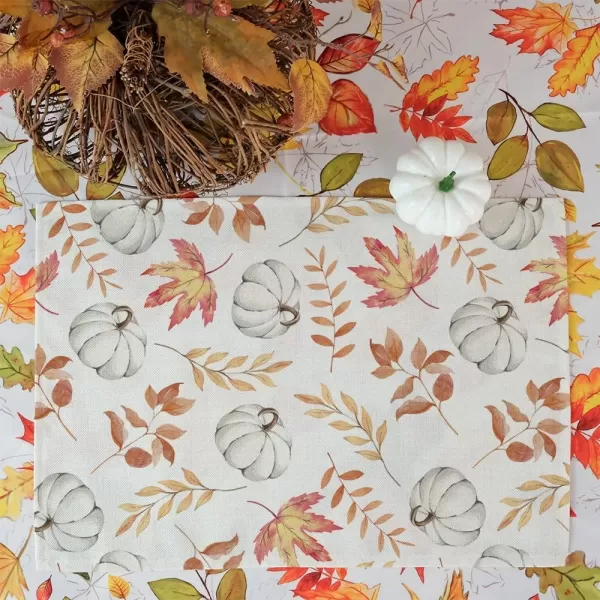 ARKENY Fall Thanksgiving Placemats 12x18 Inches Set of 4Pumpkin Maple Leaf Seasonal Burlap Farmhouse Indoor Kitchen Dining Table Decoration for Home Party AP26018Orange Placemats 12X18