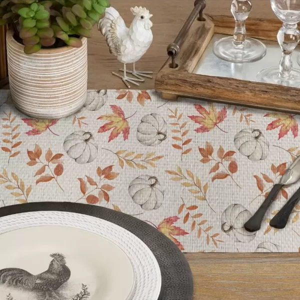 ARKENY Fall Thanksgiving Placemats 12x18 Inches Set of 4Pumpkin Maple Leaf Seasonal Burlap Farmhouse Indoor Kitchen Dining Table Decoration for Home Party AP26018Orange Table runner 13X72