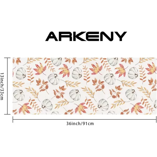 ARKENY Fall Thanksgiving Placemats 12x18 Inches Set of 4Pumpkin Maple Leaf Seasonal Burlap Farmhouse Indoor Kitchen Dining Table Decoration for Home Party AP26018Orange Table runner 13X36