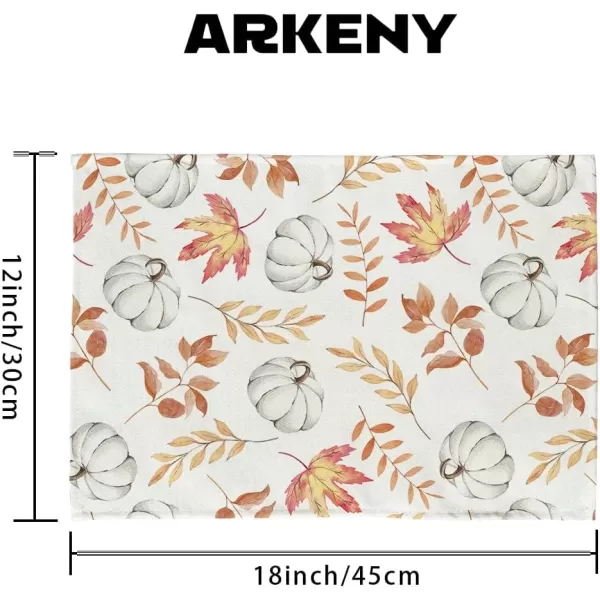 ARKENY Fall Thanksgiving Placemats 12x18 Inches Set of 4Pumpkin Maple Leaf Seasonal Burlap Farmhouse Indoor Kitchen Dining Table Decoration for Home Party AP26018Orange Placemats 12X18