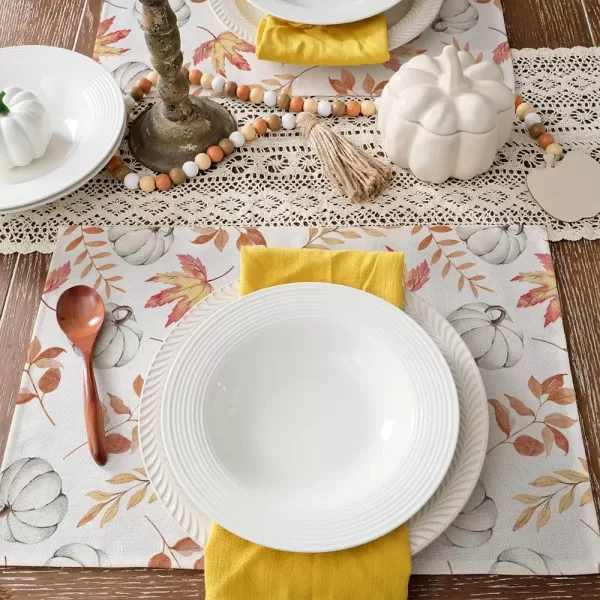 ARKENY Fall Thanksgiving Placemats 12x18 Inches Set of 4Pumpkin Maple Leaf Seasonal Burlap Farmhouse Indoor Kitchen Dining Table Decoration for Home Party AP26018Orange Placemats 12X18