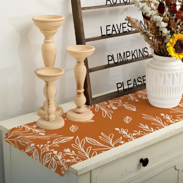 ARKENY Fall Thanksgiving Table Runner 13x36 InchesOrange LeavesSeasonal Burlap Farmhouse Indoor Autumn Table Runner for Hometable runner 13X36 inch