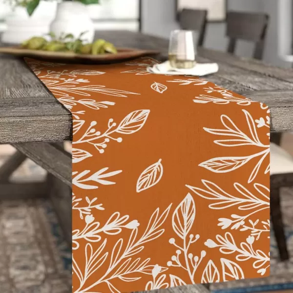 ARKENY Fall Thanksgiving Table Runner 13x72 InchesOrange LeavesSeasonal Burlap Farmhouse Indoor Autumn Table Runner for Home AT27172table runner 13X108 inch