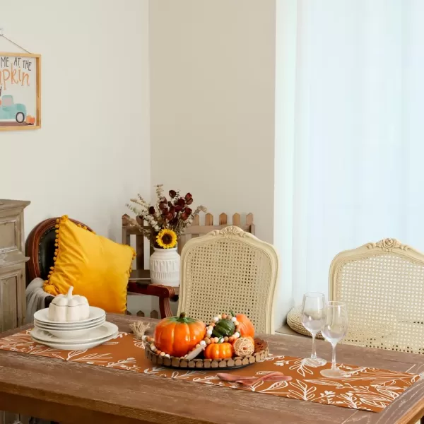 ARKENY Fall Thanksgiving Table Runner 13x72 InchesOrange LeavesSeasonal Burlap Farmhouse Indoor Autumn Table Runner for Home AT27172table runner 13X48 inch