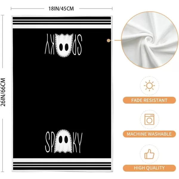 ARKENY Halloween Kitchen Dish Towels Set of 2Black Ghost Bowknot 18x26 Inch Drying DishclothFarmhouse Home Decoration AD132Black Farmhouse 3