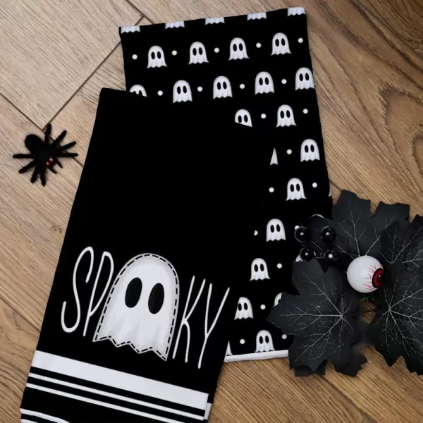 ARKENY Halloween Kitchen Dish Towels Set of 2Black Ghost Bowknot 18x26 Inch Drying DishclothFarmhouse Home Decoration AD132Black Farmhouse 3