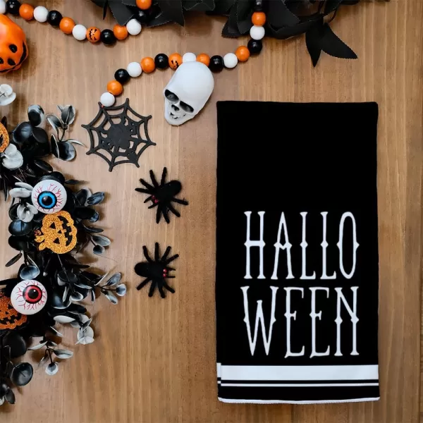 ARKENY Halloween Kitchen Dish Towels Set of 2Black Ghost Bowknot 18x26 Inch Drying DishclothFarmhouse Home Decoration AD132Black2 Farmhouse