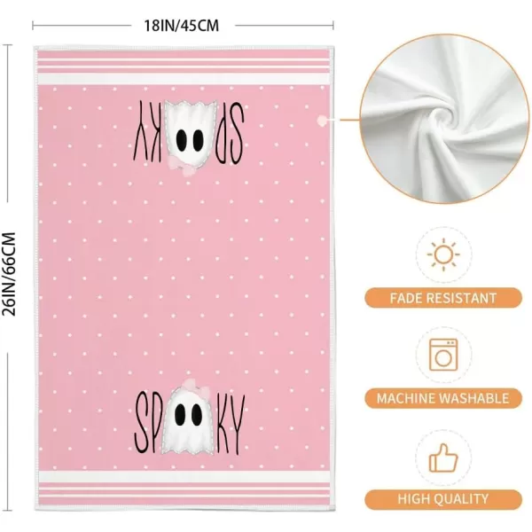 ARKENY Halloween Kitchen Dish Towels Set of 2Pink Ghost Bowknot 18x26 Inch Drying DishclothFarmhouse Home Decoration AD112Pink