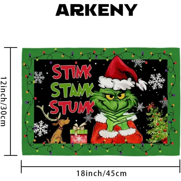 ARKENY Merry Christmas Placemats 12x18 Inches Set of 4Star Snowflake Winter Seasonal Burlap Black Farmhouse Indoor Kitchen Dining Table Holiday Decoration for Home Party AP46518Green Placemats Set of 4  12X18