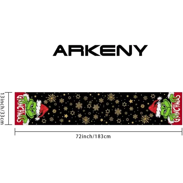 ARKENY Merry Christmas Placemats 12x18 Inches Set of 4Star Snowflake Winter Seasonal Burlap Black Farmhouse Indoor Kitchen Dining Table Holiday Decoration for Home Party AP46518Black Table Runner  13X72