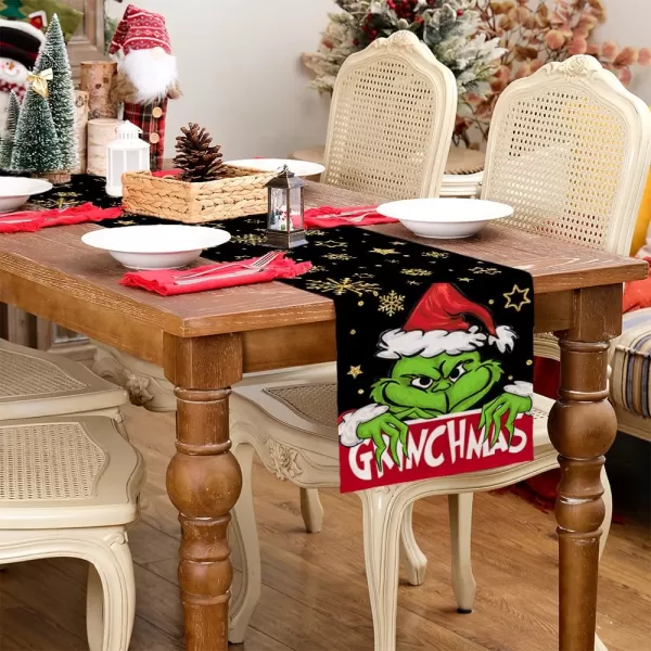 ARKENY Merry Christmas Placemats 12x18 Inches Set of 4Star Snowflake Winter Seasonal Burlap Black Farmhouse Indoor Kitchen Dining Table Holiday Decoration for Home Party AP46518Black Table Runner  13X72