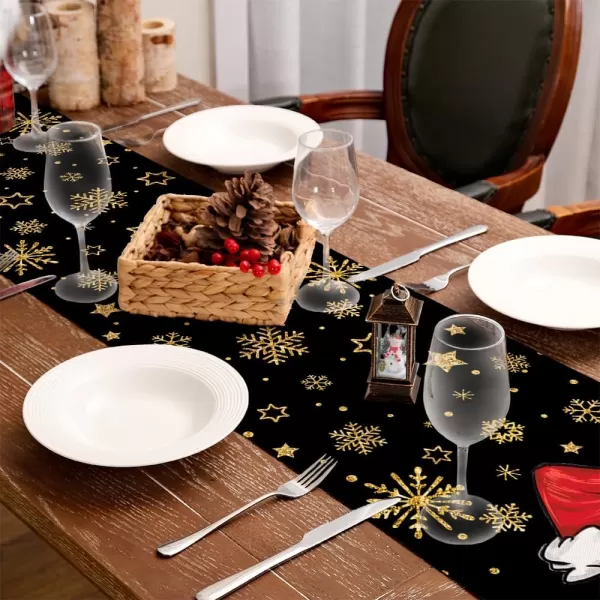 ARKENY Merry Christmas Placemats 12x18 Inches Set of 4Star Snowflake Winter Seasonal Burlap Black Farmhouse Indoor Kitchen Dining Table Holiday Decoration for Home Party AP46518Black Table Runner  13X72