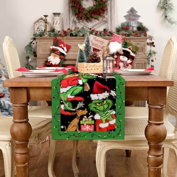 ARKENY Merry Christmas Placemats 12x18 Inches Set of 4Star Snowflake Winter Seasonal Burlap Black Farmhouse Indoor Kitchen Dining Table Holiday Decoration for Home Party AP46518Green Table Runner  13X72