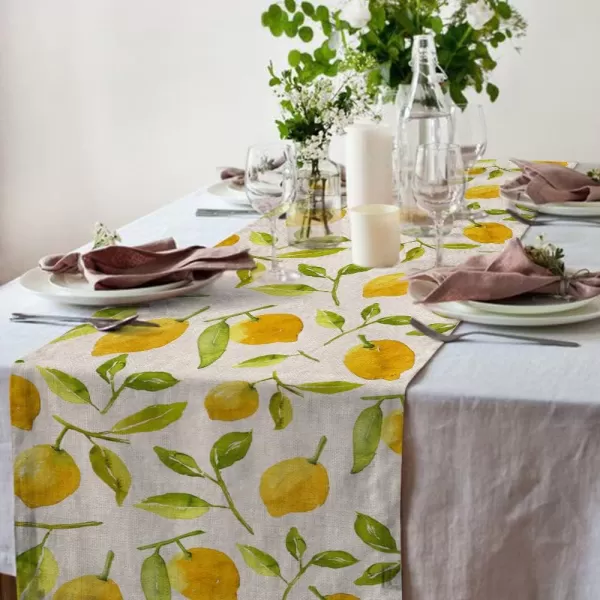 ARKENY Summer Lemon Table Runner 13x72 InchesSeasonal Burlap Farmhouse Indoor Kitchen Dining Table Decoration for Home PartyARKENY Summer Lemon Table Runner 13x72 InchesSeasonal Burlap Farmhouse Indoor Kitchen Dining Table Decoration for Home Party