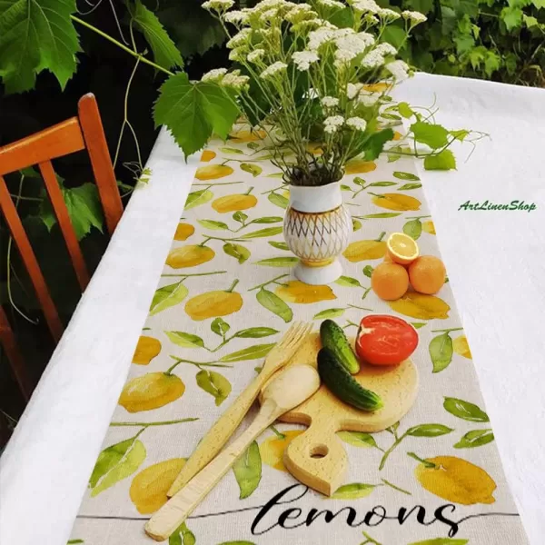 ARKENY Summer Lemon Table Runner 13x72 InchesSeasonal Burlap Farmhouse Indoor Kitchen Dining Table Decoration for Home PartyARKENY Summer Lemon Table Runner 13x72 InchesSeasonal Burlap Farmhouse Indoor Kitchen Dining Table Decoration for Home Party