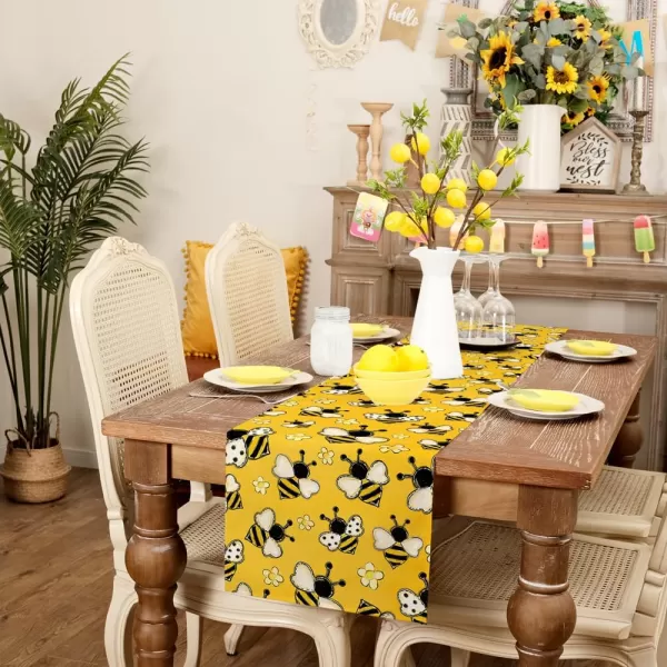 ARKENY Summer Placemats 12x18 Inches Set of 4 Bee Flower Yellow Seasonal Farmhouse Burlap Indoor Kitchen Anniversary Dining Table Mats Decor for Home Party AP6044Yellow