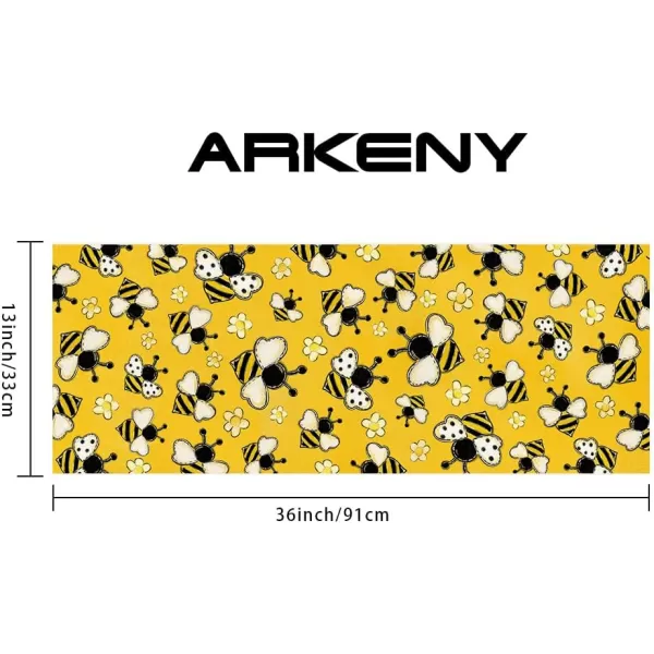 ARKENY Summer Placemats 12x18 Inches Set of 4 Bee Flower Yellow Seasonal Farmhouse Burlap Indoor Kitchen Anniversary Dining Table Mats Decor for Home Party AP6044Yellow