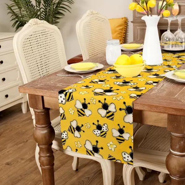 ARKENY Summer Placemats 12x18 Inches Set of 4 Bee Flower Yellow Seasonal Farmhouse Burlap Indoor Kitchen Anniversary Dining Table Mats Decor for Home Party AP6044Yellow