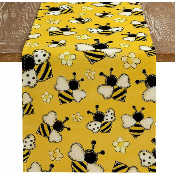 ARKENY Summer Placemats 12x18 Inches Set of 4 Bee Flower Yellow Seasonal Farmhouse Burlap Indoor Kitchen Anniversary Dining Table Mats Decor for Home Party AP6044Yellow