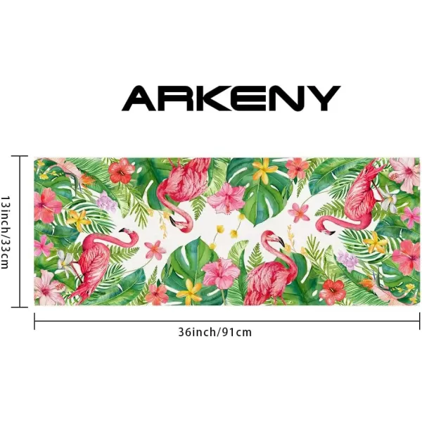 ARKENY Summer Placemats 12x18 Inches Set of 4 Palm Leaf Flamingo Seasonal Farmhouse Burlap Indoor Kitchen Anniversary Dining Table Mats Decor for Home Party AP6014Green