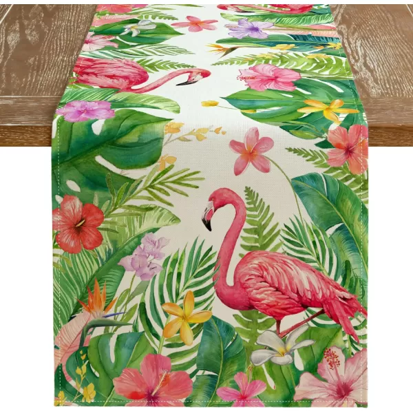 ARKENY Summer Placemats 12x18 Inches Set of 4 Palm Leaf Flamingo Seasonal Farmhouse Burlap Indoor Kitchen Anniversary Dining Table Mats Decor for Home Party AP6014Green