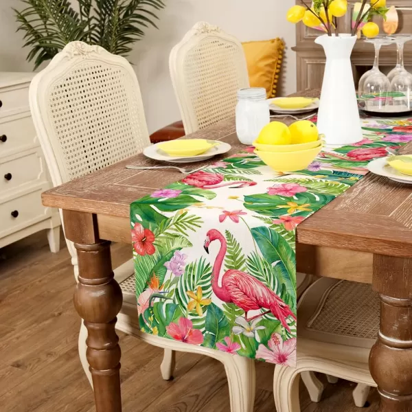 ARKENY Summer Placemats 12x18 Inches Set of 4 Palm Leaf Flamingo Seasonal Farmhouse Burlap Indoor Kitchen Anniversary Dining Table Mats Decor for Home Party AP6014Green