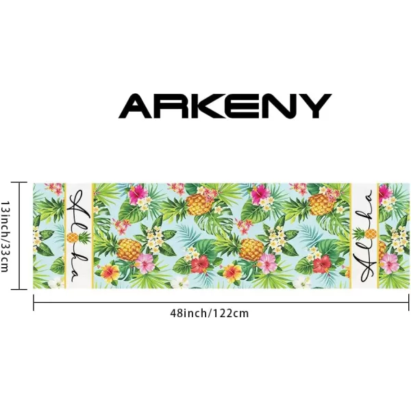 ARKENY Summer Placemats 12x18 Inches Set of 4 Pineapple Aloha Palm Leaf Flower Seasonal Farmhouse Burlap Indoor Kitchen Anniversary Dining Table Mats Decor for Home Party AP6104Green