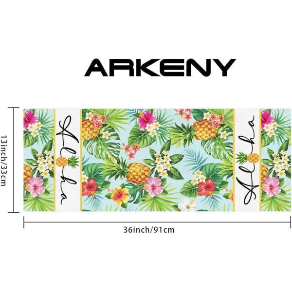 ARKENY Summer Placemats 12x18 Inches Set of 4 Pineapple Aloha Palm Leaf Flower Seasonal Farmhouse Burlap Indoor Kitchen Anniversary Dining Table Mats Decor for Home Party AP6104Green