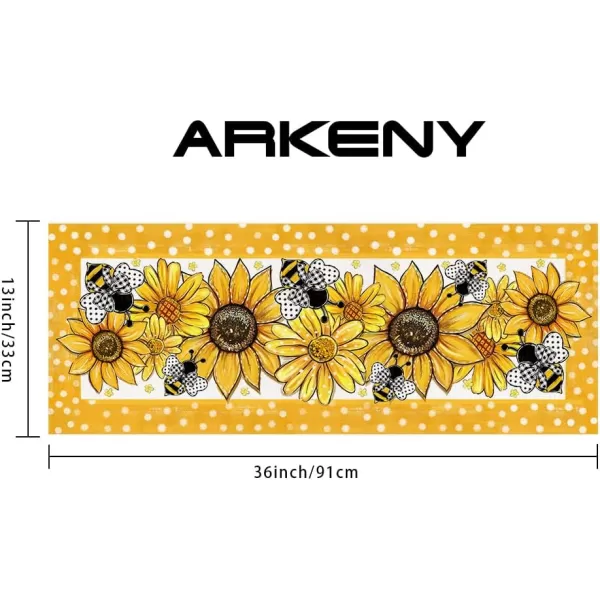 ARKENY Summer Placemats 12x18 Inches Set of 4 Sunflower Bee Yellow Seasonal Farmhouse Polka Dot Burlap Indoor Kitchen Anniversary Dining Table Mats Decor for Home Party AP6114Yellow