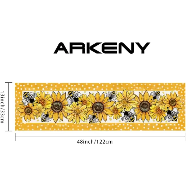 ARKENY Summer Placemats 12x18 Inches Set of 4 Sunflower Bee Yellow Seasonal Farmhouse Polka Dot Burlap Indoor Kitchen Anniversary Dining Table Mats Decor for Home Party AP6114Yellow