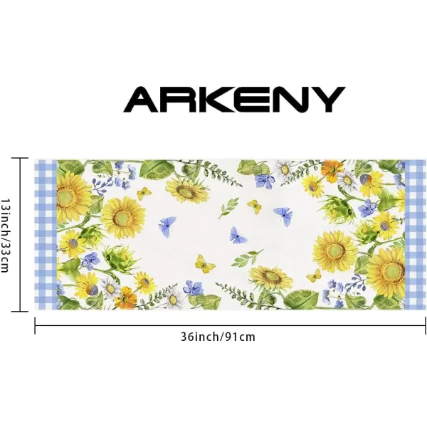 ARKENY Summer Placemats 12x18 Inches Set of 4 Sunflower Butterfly Spring Seasonal Farmhouse Buffalo Plaid Burlap Indoor Kitchen Anniversary Dining Table Mats Decor for Home Party AP6074Yellow