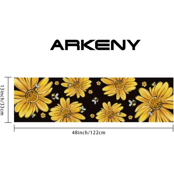 ARKENY Summer Placemats 12x18 Inches Set of 4 Sunflower Yellow Bee Seasonal Farmhouse Black Burlap Indoor Kitchen Anniversary Dining Table Mats Decor for Home Party AP6034Black