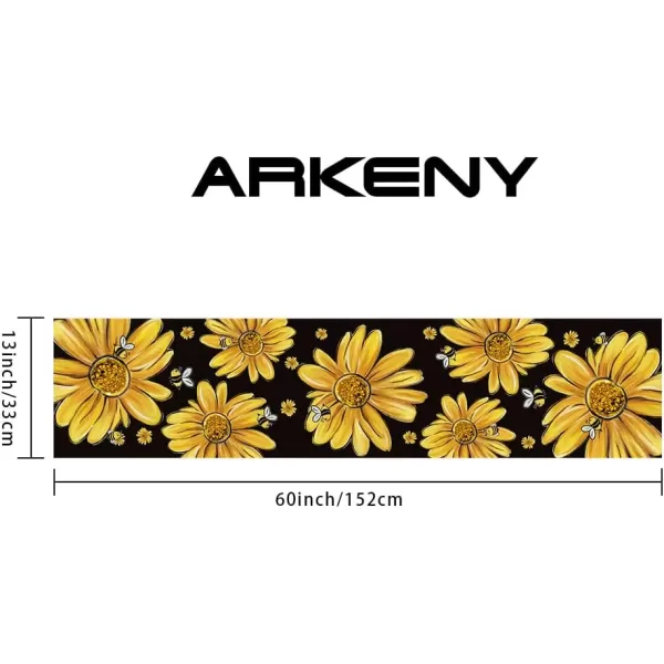 ARKENY Summer Placemats 12x18 Inches Set of 4 Sunflower Yellow Bee Seasonal Farmhouse Black Burlap Indoor Kitchen Anniversary Dining Table Mats Decor for Home Party AP6034Black