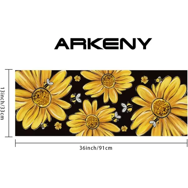 ARKENY Summer Placemats 12x18 Inches Set of 4 Sunflower Yellow Bee Seasonal Farmhouse Black Burlap Indoor Kitchen Anniversary Dining Table Mats Decor for Home Party AP6034Black