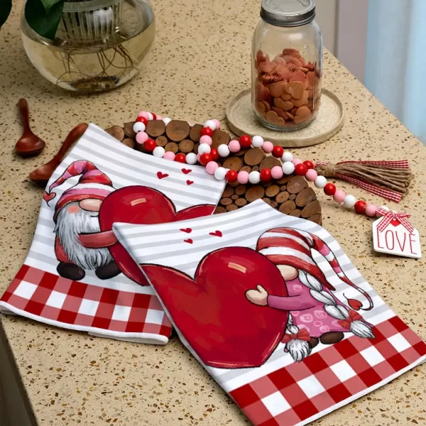 ARKENY Valentine Day Kitchen Towels Red Heart Dish Towels 18x26 Inch Ultra Absorbent Wedding Drying Cloth Gnome Sign Hand Towel for Valentine Decorations Set of 2ARKENY Valentine Day Kitchen Towels Red Heart Dish Towels 18x26 Inch Ultra Absorbent Wedding Drying Cloth Gnome Sign Hand Towel for Valentine Decorations Set of 2