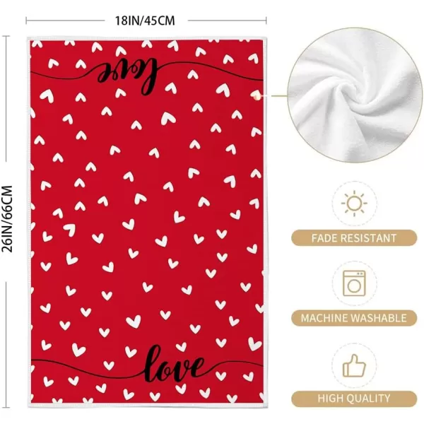 ARKENY Valentine Day Kitchen Towels Red Heart Dish Towels 18x26 Inch Ultra Absorbent Wedding Drying Cloth Love Sign Hand Towel for Valentine Decorations Set of 2Red Love